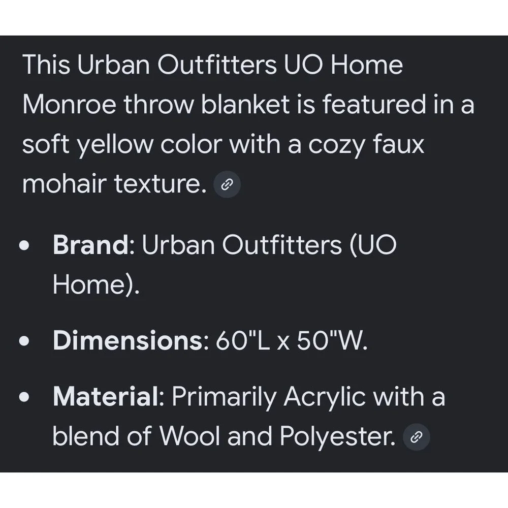 Urban Outfitters Home Monroe Faux Mohair Throw Blanket Yellow 60x50 NEW